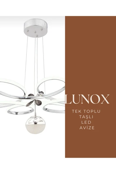 LUNOX Modern Tek Toplu Taşlı Led Avize | Salon ve Oturma Odası ürün görseli 1