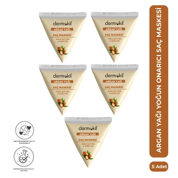 Dermokil Argan Özlü Yoğun Onarıcı Saç Maskesi Seti  25 ml x 5 Adet ürün görseli 1