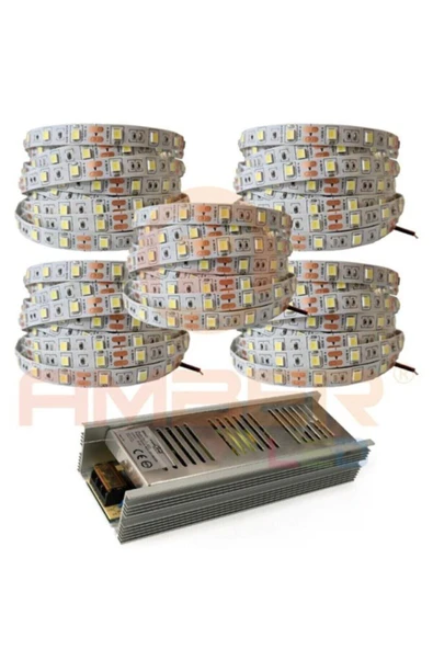 Zirve 15 Metre 3 Çipli Yeni Nesil Şerit Led Beyaz Işık + 16,5 Amper Led Trafosu ürün görseli 1