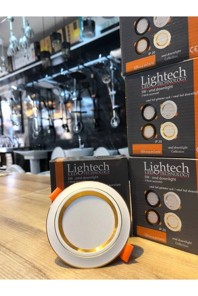 lightech 5 Watt 3 Renk Led Spot Beyaz Gold Kasa 3 Modlu Beyaz-Günışığı-Sıcak Beyaz 3ü1Arada ürün görseli 1
