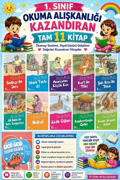 1. Sınıf Okuma Alışkanlığı Kazandıran Okumayı Sevdiren Tam 11 Kitap ürün görseli 1