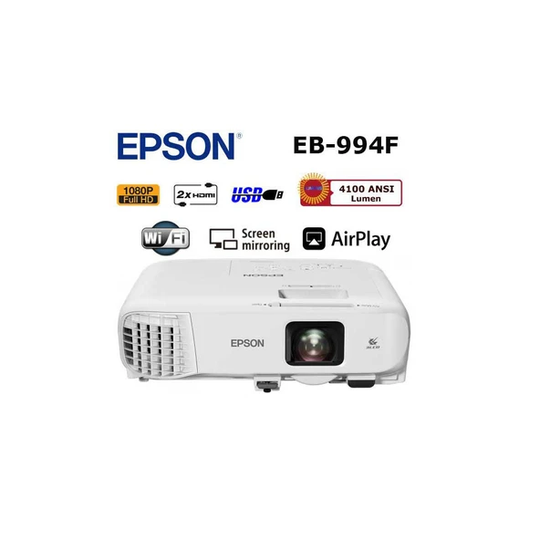 EPSON EB-994F Kablosuz Full HD 4100 ANSI Lümen Projeksiyon Cihazı ürün görseli 1