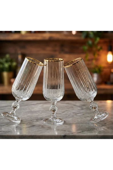 ASSA BAZAAR Bohemia Kristal Optik 6’lı Altın Yaldızlı Cam Kısa Kadeh Seti – Şık Sunum & Prestijli Bardak Takımı ürün görseli 1