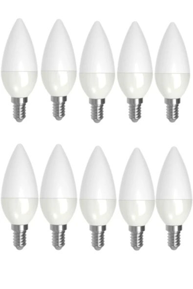 VİE 10 Adet 5-7 Watt E14 Ince Duy Beyaz Işık Mum Buji Led Ampul ürün görseli 1