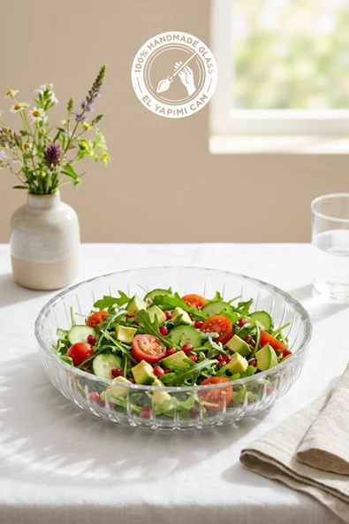 Selen Concept Sieana Model El Yapımı Cam Salata ve Meyve Kasesi ürün görseli 1