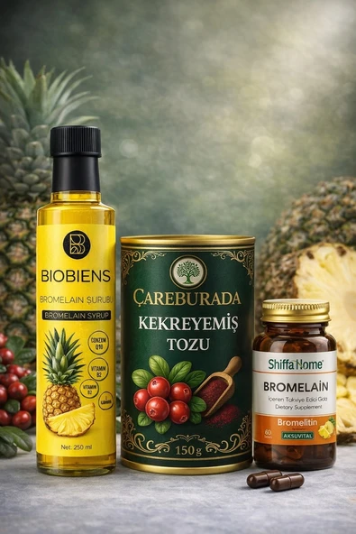 Bromelain Şurup, Kekreyemiş Tozu ve Bromelain Kapsül Seti ürün görseli 1