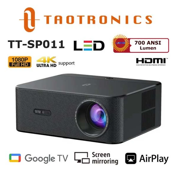 TAOTRONICS TT-SP011 LED Projeksiyon Cihazı 1080P Ev Sinema, WiFi, BT, Lisanslı Google TV ürün görseli 1