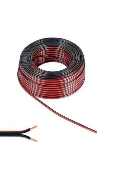 2 X 0,75 Mm Bitişik Yassı Kordon Hoparlör Kablosu Siyah 10metre ürün görseli 1