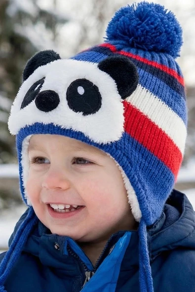 Bay Şapkacı - Sevimli Panda Tasarımlı Unisex Çocuk Kışlık Bere - 5900 ürün görseli 1
