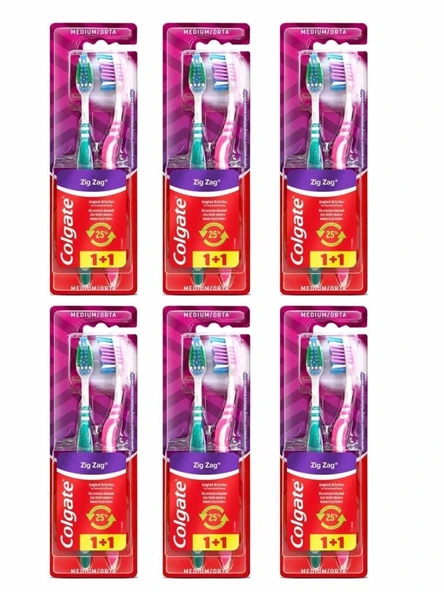 Colgate 6 Adet Zigzag Orta Diş Fırçası 1+1 ürün görseli 1