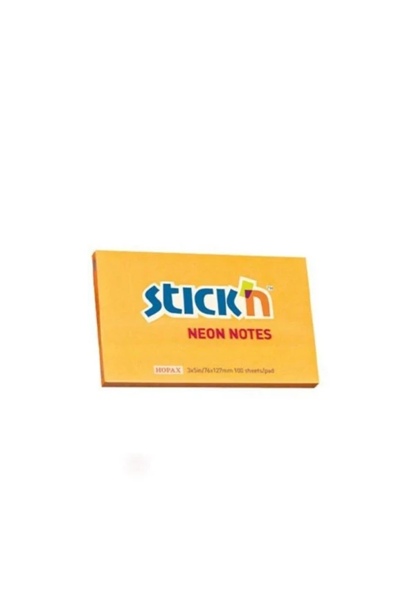 Hopax Stickn Yapışkanlı Not Kağıdı Neon Turuncu 76x127mm 100 Yaprak ürün görseli 1