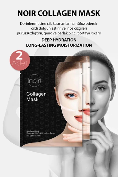 NOİR BEAUTY COSMETİC Collagen Yüz Maskesi - Kolajen Maske 2 Adet ürün görseli 1