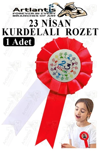 23 Nisan Kurdelalı Rozet 1 Adet Yaka Rozeti Çocuk Bayram Etkinlik 15 cm ürün görseli 1