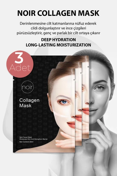 NOİR BEAUTY COSMETİC Collagen Yüz Maskesi Kolajen 3 Adet ürün görseli 1