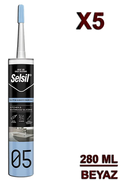 Selsil Duşakabin Silikonu Beyaz 280 ML, 5 Adet ürün görseli 1