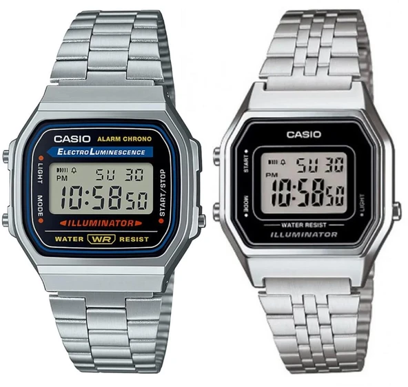 Casio A168WA-1WDF-LA680WA-1DF Retro Çift Kol Saati (Kadın-Erkek) ürün görseli 1