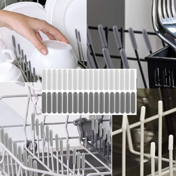 FarFan 100 Adet Pas Önleyici Bulaşık Makinesi Sepet Çubukları Için Plastik Kapak Uçları Çizilmeleri Önler - Beyaz Renk ürün görseli 1