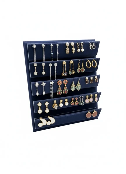 Süet Kumaş 20/16 Cm Lacivert Renk Ayaklı Küpe Standı ürün görseli 1