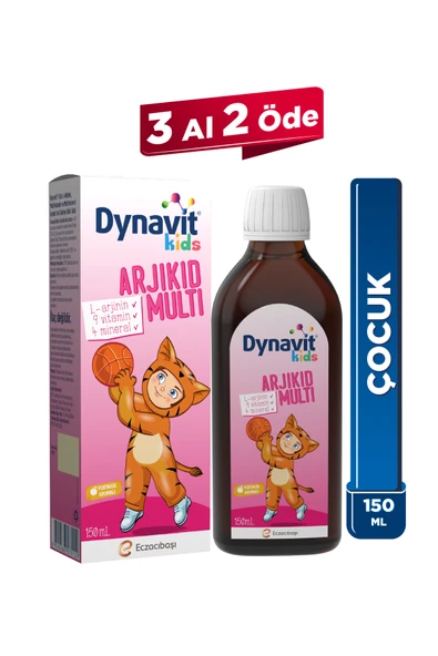 Dynavit Kids Arjikid Multi Şurup 150 mL - Büyüme & Kemik Gelişimi - Çocuk için L-Arjinin, vitamin & mineral ürün görseli 1
