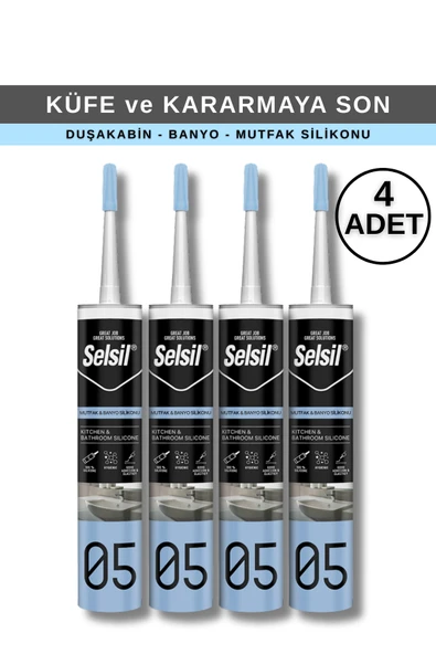 Selsil 280 ml Mutfak ve Banyo Silikonu, 4 Adet ürün görseli 1