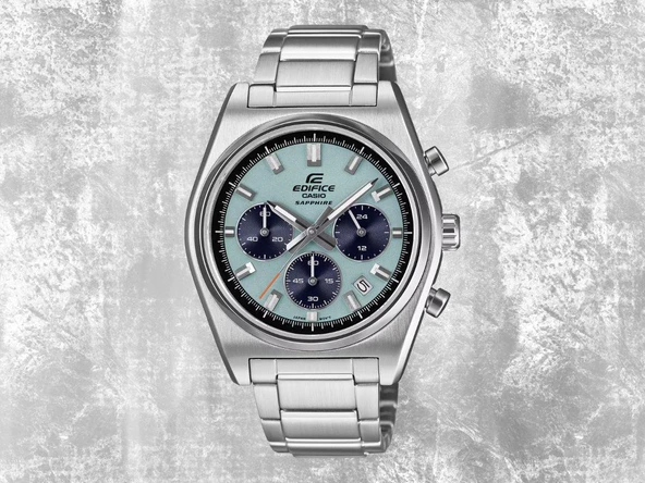 Casio EFB-730D-2BVUDF Edifice Quartz Çelik Gri Turkuaz Kadran Safir Cam 10 ATM 40 mm Erkek Kol Saati ürün görseli 1