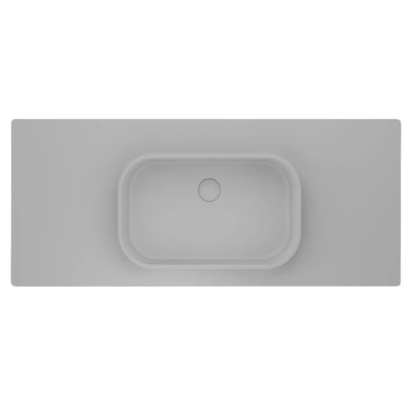 Real Stone Pure Etajerli 80x50 Beyaz Granit Banyo Lavabosu ürün görseli 1