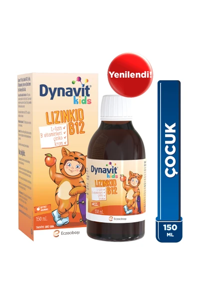 Dynavit Kids Lizinkid-B12 Şurup 150mL- Yemek Zamanı – Çocuk L-lizin Aminoasit Destek, B Vitamin, Krom, Çinko ürün görseli 1