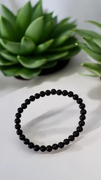 Doğal Siyah Turmalin Bileklik (6 mm) ürün görseli 1