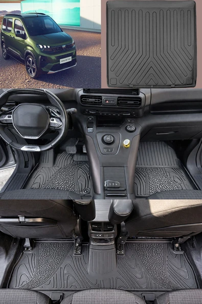 Rizline PREMİUM Peugeot Rifter 2019 ve Sonrası 3D Havuzlu Paspas ve  Bagaj Havuzu Separatörsüz ürün görseli 1