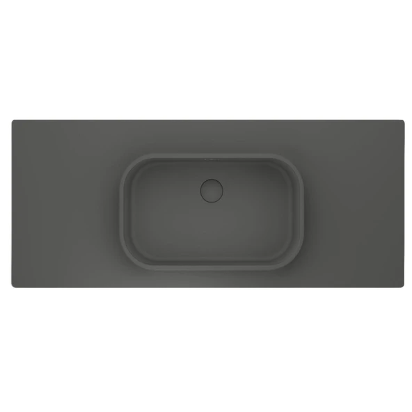 Real Stone Pure Etajerli 60x50 Gri Granit Banyo Lavabosu ürün görseli 1