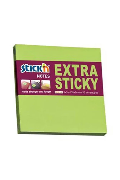 Hopax Stickn 76 x 76 Extra Yapışkanlı Neon Yeşil 90 Yaprak Yapışkanlı Not Kağıdı ürün görseli 1