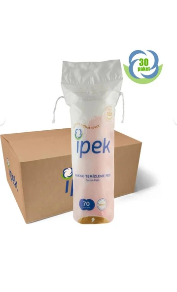İpek Makyaj Temizleme Pamuğu Yuvarlak 70'li 30 Paket ürün görseli 1