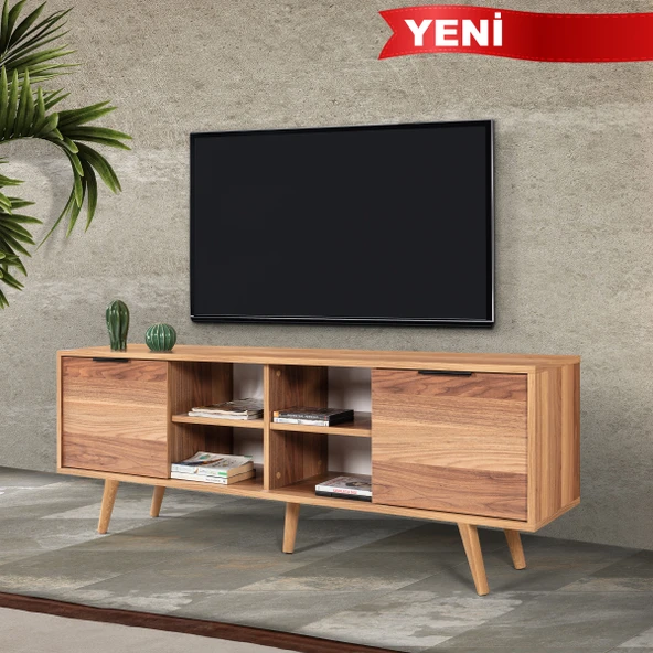 3620 Sina 160 Cm ( AHŞAP AYAKLI , METAL KULPLU ) TV Ünitesi , Söğüt , Tv Sehpası ürün görseli 1
