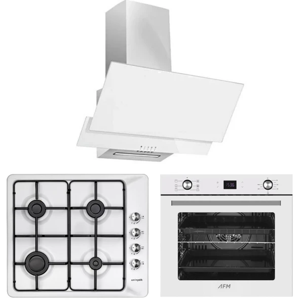 Eminçelik ve AFM TECH Markalı / ZEM EMAYE ocak / Ankastre Beyaz Set ( 31 221  + FM7701 + FM3301 ) ürün görseli 1
