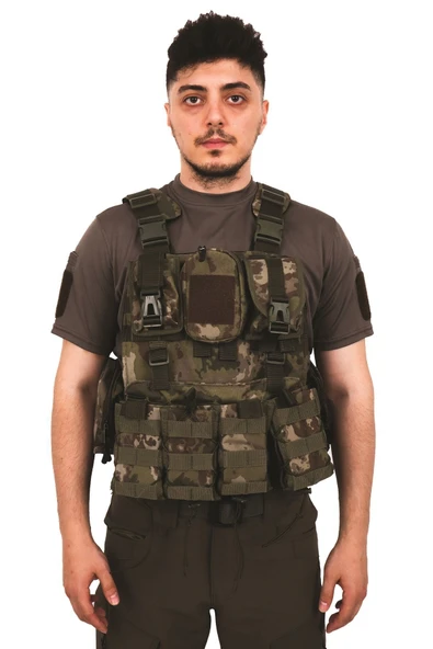 Kamuflaj Haki Kordon Airsoft Yeleği - Demonte Vest Taktik Yelek ürün görseli 1