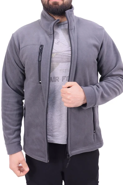 Üç Cepli Fermuarlı Polar Hırka - Resim 4