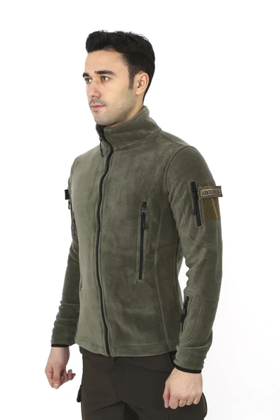Haki 5 Cepli Polar Hırka - Resim 2