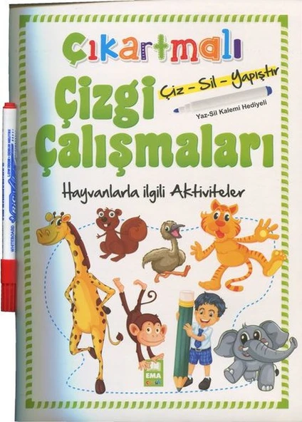 Ema Çocuk Çıkartmalı Çizgi Çalışmaları Hayvanlar Kalem Hediyeli ürün görseli 1