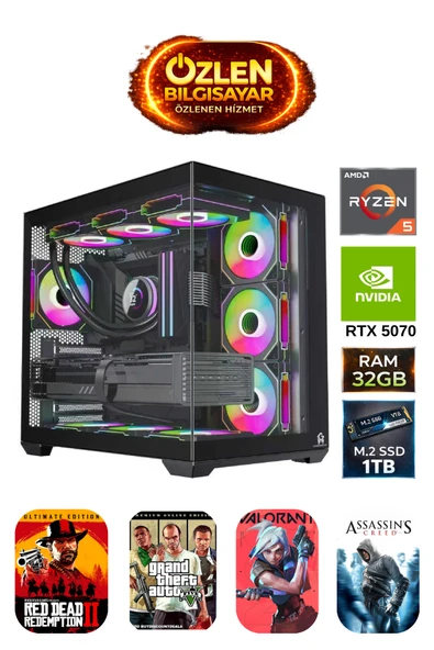 XL1 - Ryzen 5 5600X | 32GB Ram | 1TB M.2 SSD | RTX 5070 12GB Oyuncu Masaüstü Bilgisayarı ürün görseli 1