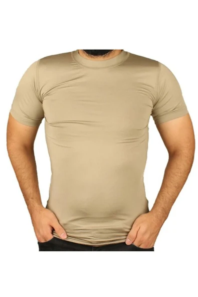 Erkek Bej Askeri Mikro T-shirt ürün görseli 1