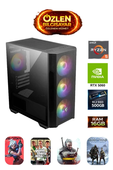 X2 - Ryzen 5 5600 | 16GB Ram | 500GB M.2 SSD | RTX 5060 8GB Oyuncu Masaüstü Bilgisayarı ürün görseli 1