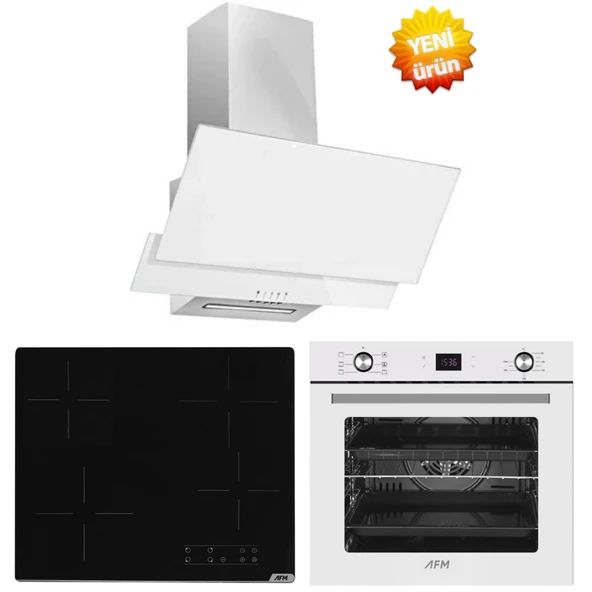 AFM Tech /  Fuomİ Dijital Elektrikli Vitroseramik Beyaz Ankastre Set ( V6-04 + FM3301 + FM7701 ) ürün görseli 1