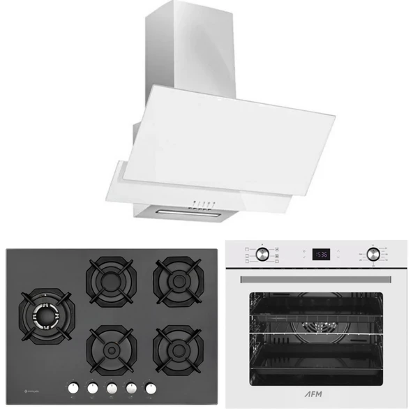 Eminçelik ve AFM TECH Markalı /  YANDAN 5 Gözlü 1'WOK Siyah Ankastre Set ( 22 385 + FM7701 + FM3301 ) ürün görseli 1
