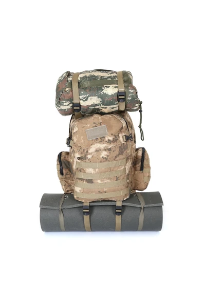 75 Litre Jandarma Kamuflaj Outdoor Taktik Sırt Çantası - Çöl Kamuflaj Çanta ürün görseli 1