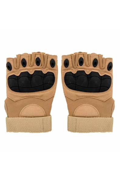 Kısa Kemikli Tactical Bej Askeri Eldiven - Resim 3