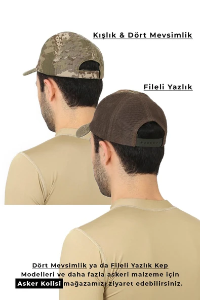 TSK Kamuflaj Askeri Subay Kep - Asker Kepi - Resim 4