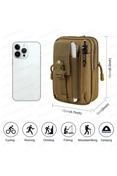 Taktik Bej Modüler Molle Telefon ve Çok Amaçlı Taşıma Çantası ürün görseli 1