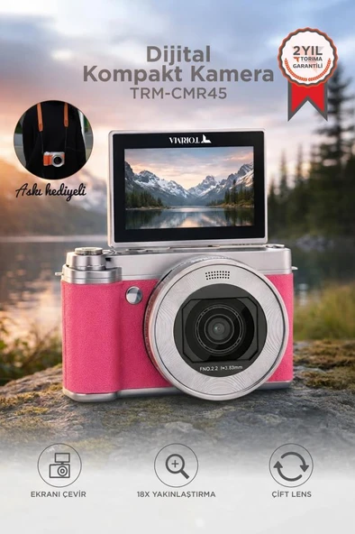 Dijital Kamera 5K Selfie Fotoğraf Video Vlog Kamerası CMR45 Pembe ürün görseli 1