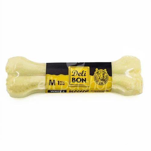 Delibon Beyaz Deri Pres Kemik Köpek Ödülü 15 Cm Medium ürün görseli 1