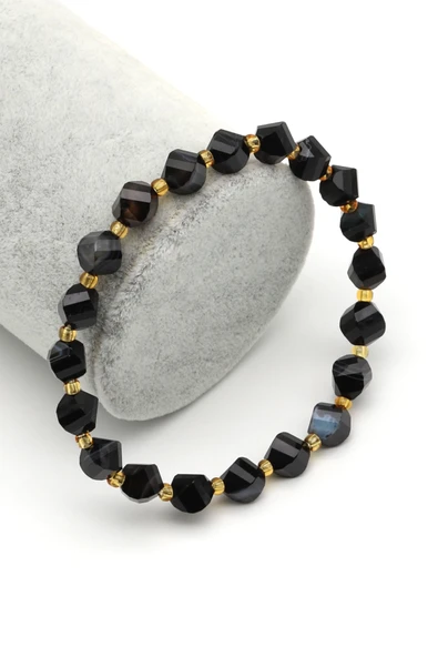 Akik Doğal Taş Bileklik 7 x 8 mm Burgu Kesim - BLK-2182 ürün görseli 1